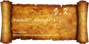 Vankó Kornél névjegykártya